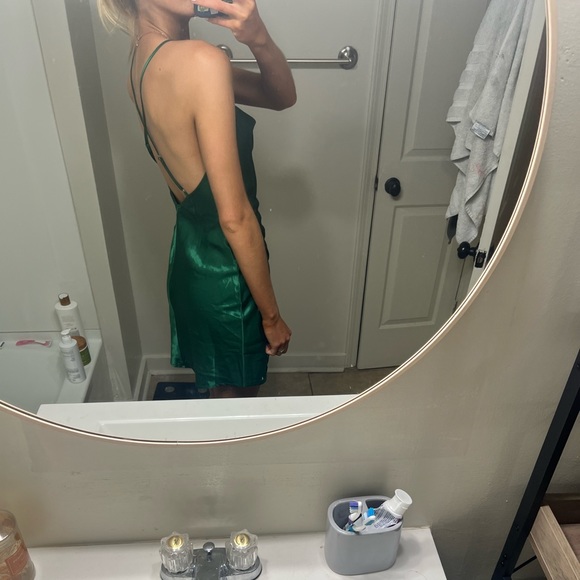 SAINTS + SECRETS GREEN SATIN DRESS - Picture 4 of 9